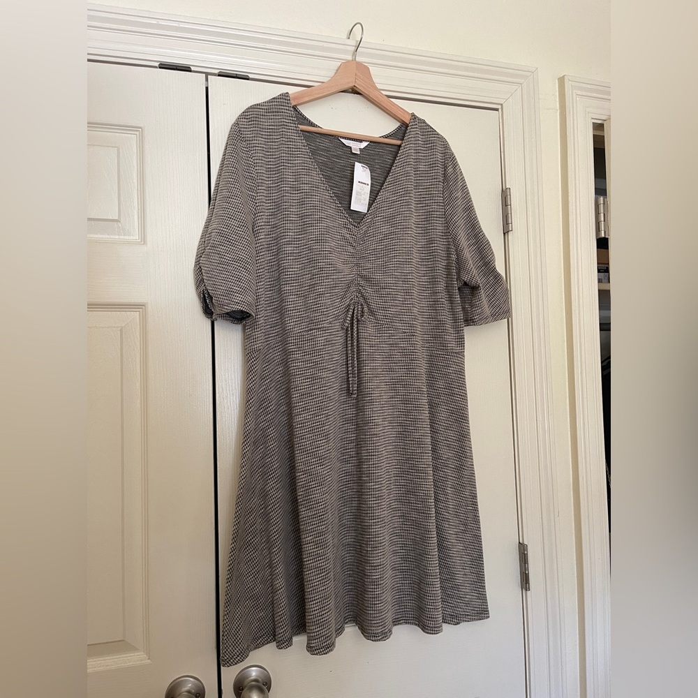 Lauren Conrad NWT black tan plaid mini dress XXL